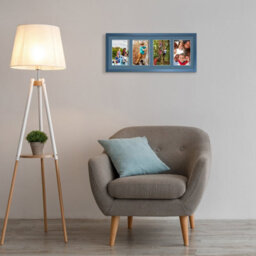 AK Frames 50X20Cm Navy Blue Sleek Multi Photo Frame With Pompadour Mount - Holds 4 Apertures (4X) 6X4 Photos - thumbnail 3