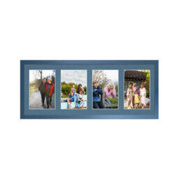 AK Frames 50X20Cm Navy Blue Sleek Multi Photo Frame With Pompadour Mount - Holds 4 Apertures (4X) 6X4 Photos - thumbnail 1