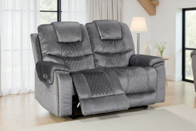Chenille Fabric Grey 2 Seater Electric Recliner Sofa Ravenna - image 1