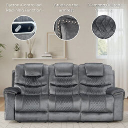 Chenille Fabric Grey 2 Seater Electric Recliner Sofa Ravenna - thumbnail 8