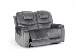 Chenille Fabric Grey 2 Seater Electric Recliner Sofa Ravenna - thumbnail 4