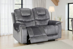 Chenille Fabric Grey 2 Seater Electric Recliner Sofa Ravenna - thumbnail 1