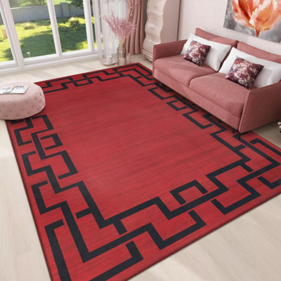 Ameha Printed Rug Soft Carpet Area For Living Room Bedroom Modern Lexi Area 120X170 Cm Greek Key / Meander Pattern - image 1