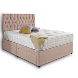 Dining Tables Beirut Matching Headboard Divan Set, 2 Drawer On Same Side With Sprung 1500 Comfort Mattress- Plush Pink Pale - King - thumbnail 4