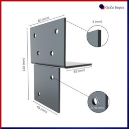 Gezu Impex Pergola Floor Bracket Anthracite Grey - Fence Post Corner Bolt Down Bracket - 71X71mm (Pack Of 8) - thumbnail 2