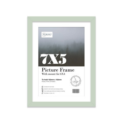 "7X5"" Mint Green Frame With Mount For 6X4"" Pictures 20mm Slim Edge Portrait And Landscape Display With Wall Hooks And Kickstand" - image 1