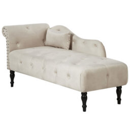 Beliani Left-Hand Chaise Longue Ivry Velvet Light Beige - thumbnail 4