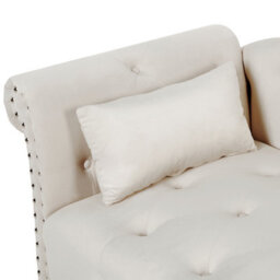 Beliani Left-Hand Chaise Longue Ivry Velvet Light Beige - thumbnail 6