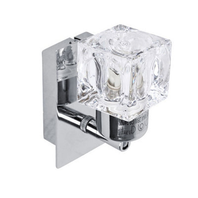 Valuelights Ritz Pair Of Modern Silver Chrome Plate And Clear Glass Ice Cube Shade Wall Spotlight Lamps - image 1