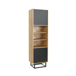 Harmony Loft Display Cabinet 175Cm Industrial Dark Oak & Black Matt Doors - Creative Furniture - thumbnail 7