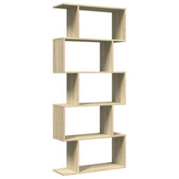 Berkfield Durable Room Divider Bookcase 5-Tier Sonoma Oak 70X24X161 Cm Engineered Wood - thumbnail 7