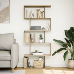 Berkfield Durable Room Divider Bookcase 5-Tier Sonoma Oak 70X24X161 Cm Engineered Wood - thumbnail 3