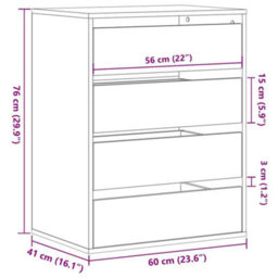 Vidaxl Corner Chest Of Drawers White 60X41X76 Cm Engineered Wood - thumbnail 3