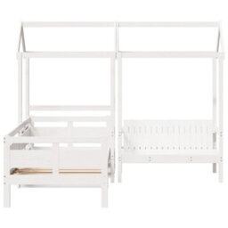 Berkfield Day Bed And Bench Set With Roof Without Mattress White 80X200 Cm - thumbnail 4