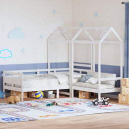 Berkfield Day Bed And Bench Set With Roof Without Mattress White 80X200 Cm