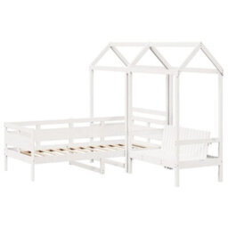 Berkfield Day Bed And Bench Set With Roof Without Mattress White 80X200 Cm - thumbnail 3