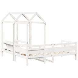 Berkfield Day Bed And Bench Set With Roof Without Mattress White 80X200 Cm - thumbnail 9