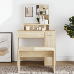 Vidaxl Dressing Table With Mirror Sonoma Oak 86.5X35X136 Cm - thumbnail 2