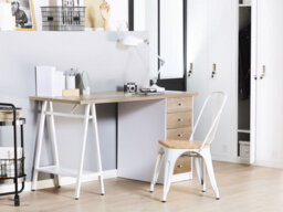 Beliani Home Office Desk Heber Brown/ White 140 Cm 60 Cm With Drawers - thumbnail 2