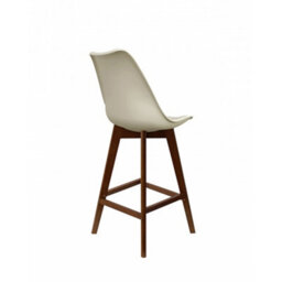 Fusion Living Soho Vanilla Plastic Bar Stool With Dark Wood Legs - thumbnail 4