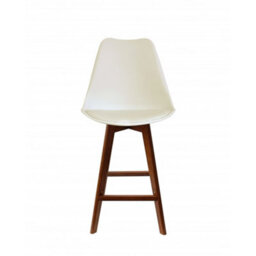 Fusion Living Soho Vanilla Plastic Bar Stool With Dark Wood Legs - thumbnail 6