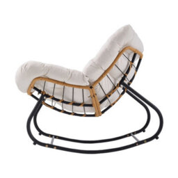 Living And Home Modern White Fleece Fabric Rocking Chair With Cushion - thumbnail 3