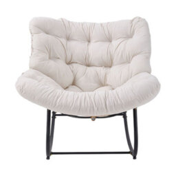 Living And Home Modern White Fleece Fabric Rocking Chair With Cushion - thumbnail 2