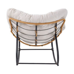 Living And Home Modern White Fleece Fabric Rocking Chair With Cushion - thumbnail 4
