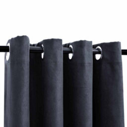Berkfield Blackout Curtains With Metal Rings 2 Pcs Anthracite 140X225 Cm - thumbnail 3