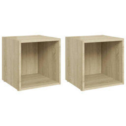 Berkfield Tv Cabinets 2 Pcs Sonoma Oak 37X35X37 Cm Engineered Wood - thumbnail 2
