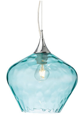 Luminosa Lighting Luminosa Titan Dome Pendant Light Chrome With Aqua Glass
