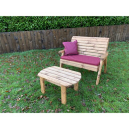 Marlborough Deluxe Two Seater Bench Set With 1 X Bench Cushion Burgundy - thumbnail 2
