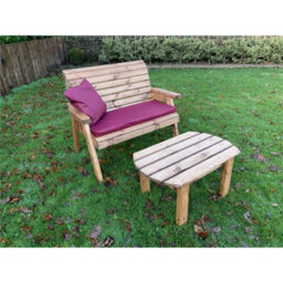Marlborough Deluxe Two Seater Bench Set With 1 X Bench Cushion Burgundy - thumbnail 3