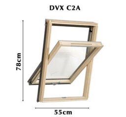 Yardlite Roof Window Grey / Pine Wood Centre Pivot Loft Skylight Vented - C2A - 55Cm X 78Cm, Lsx Slate Flashing - thumbnail 2