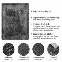 Uetian Dark Grey Medium 120X170 Cm With 5Cm Pile Thickness Soft Shaggy Rug Home Hallway Living Room - thumbnail 5