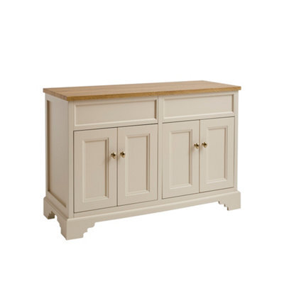 Homestylestore Antique White And Oak 1210mm Bathroom Vanity Unit And Brushed Brass Classic Round Handles - image 1