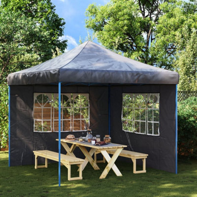 Walplus Party Tent Garden Gazebo Canopy Sidewall 2 Pcs With Window Pe Anthracite - image 1