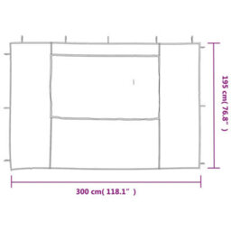 Walplus Party Tent Garden Gazebo Canopy Sidewall 2 Pcs With Window Pe Anthracite - thumbnail 5