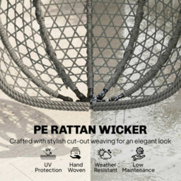Outsunny Hanging Egg Chair, Rattan Swing Chair With Stand, Dark Grey - thumbnail 7