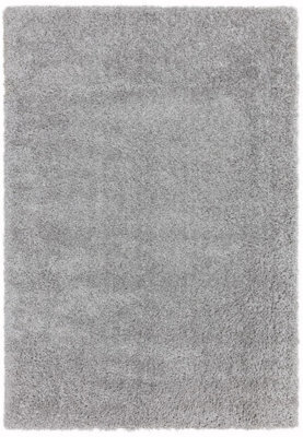 Light Grey Shaggy Plain Modern Jute Backing Rug For Living Room Bedroom And Dining Room-200Cm X 290Cm - image 1