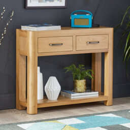 The Furniture Market Soho Oak 2 Drawer Console Hall Table - thumbnail 1