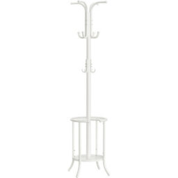 Songmics Coat Rack Freestanding, Coat Stand With Umbrella Holder, 12 Hooks, Metal, For Entryway, Hallway, Pearl White - thumbnail 6