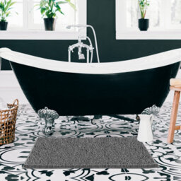 Crystals Non Slip Bath Mat Water Absorbent Shower Mats Machine Washable Bathroom Rug, Charcoal - thumbnail 7