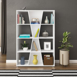 Seconique Naples Bookcase In White Painted Finish With Inlaid Centre Section - thumbnail 2
