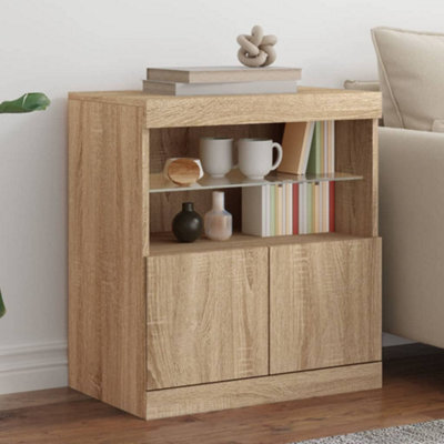 Vidaxl Sideboard With Led Lights Sonoma Oak 60X37X67 Cm - image 1