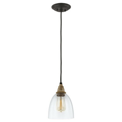 Stylish 1 Bulb Driftwood Ceiling Pendant Light With Dark Zinc Finish
