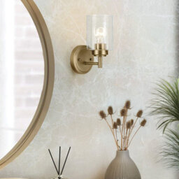 Luminosa Lighting Elstead Kichler Winslow Wall Lamp Classic Natural Brass, Glass Shade 1X E27 - thumbnail 2