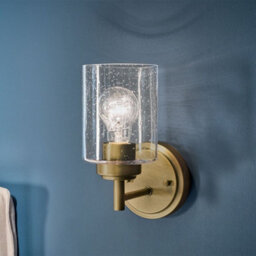 Luminosa Lighting Elstead Kichler Winslow Wall Lamp Classic Natural Brass, Glass Shade 1X E27 - thumbnail 4