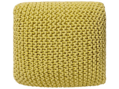 Wyld And Coco Brightnest Yellow Knitted Pouffe 50 X 50 Cm With Eps Beads Filling - image 1