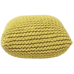 Wyld And Coco Brightnest Yellow Knitted Pouffe 50 X 50 Cm With Eps Beads Filling - thumbnail 4